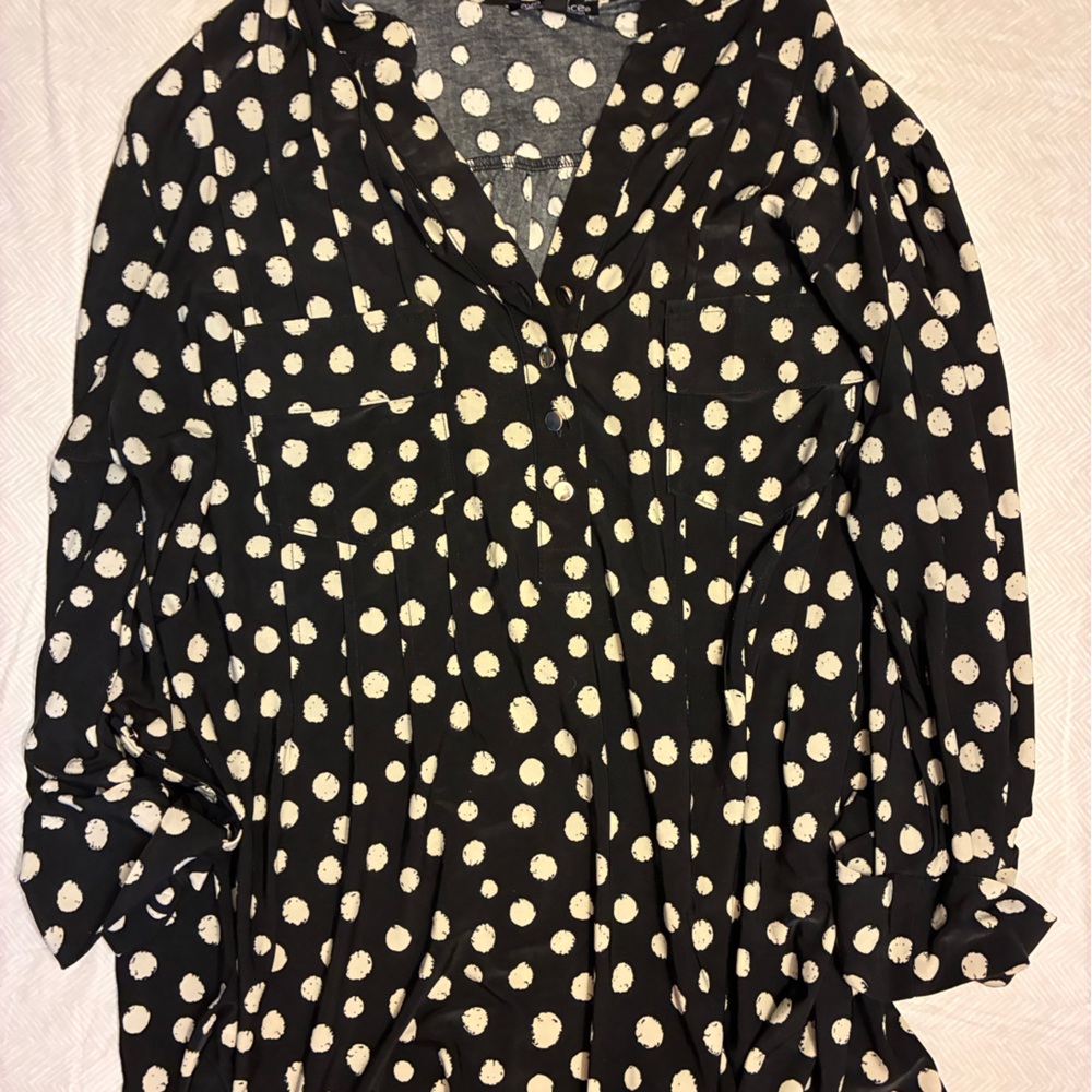 Ava & Grace Black and White Polka Dot Blouse